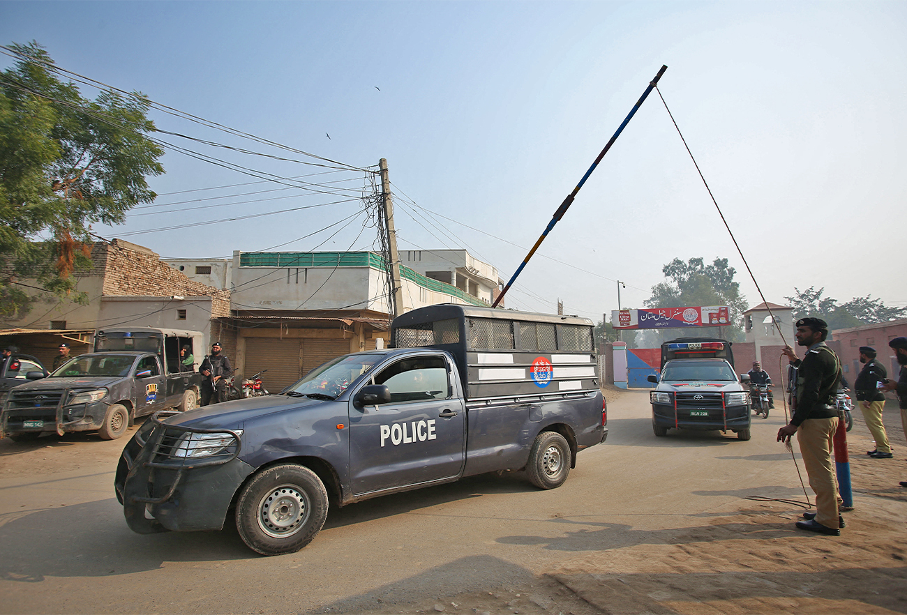Police patrol outside the central jail in Multan, Pakistan, on December 21, 2019. (AFP/File)