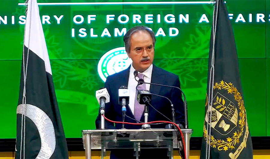 Spokesperson for Pakistan Foreign Office, Asim Iftikhar speaks during weekly media briefing in Islamabad on September 16, 2021. (Photo courtesy: Screengrab from video)