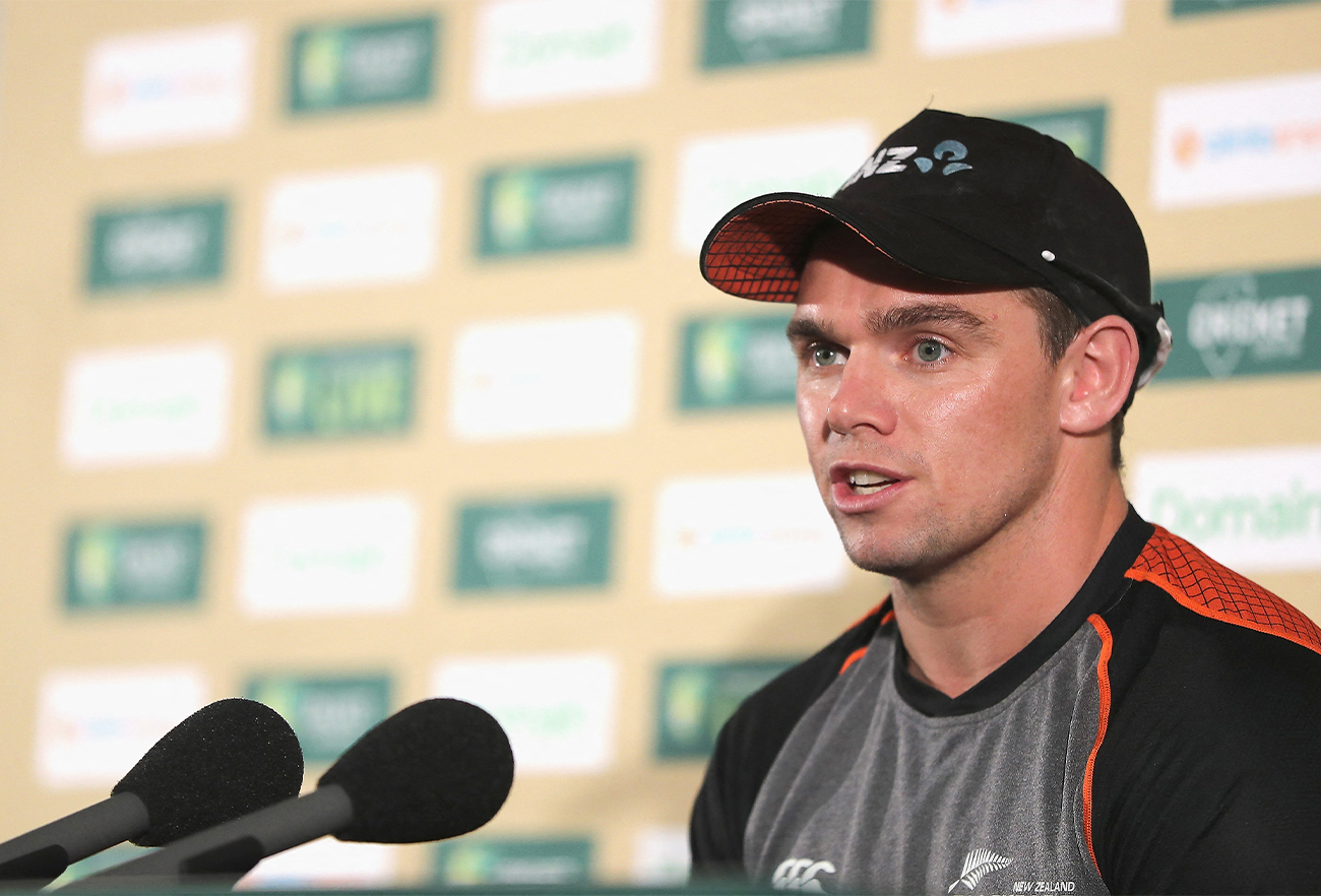 New Zealand cricketer Tom Latham speaks during a press conference in Sydney, Australia, on January 2, 2020. (AFP/File)