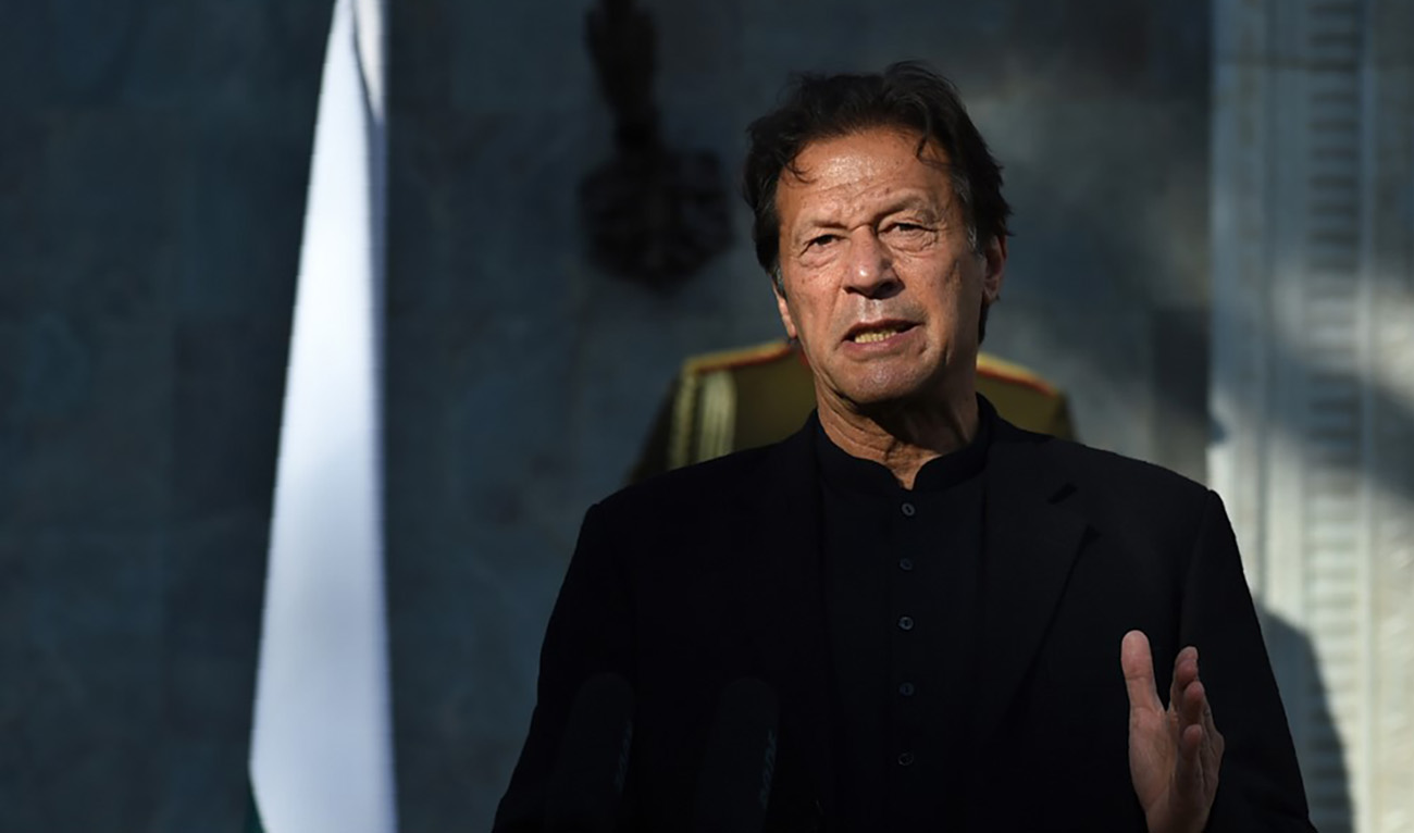 Pakistan's Prime Minister Imran Khan speaks during a press conference in Kabul on Nov. 19, 2020. (AFP/File)