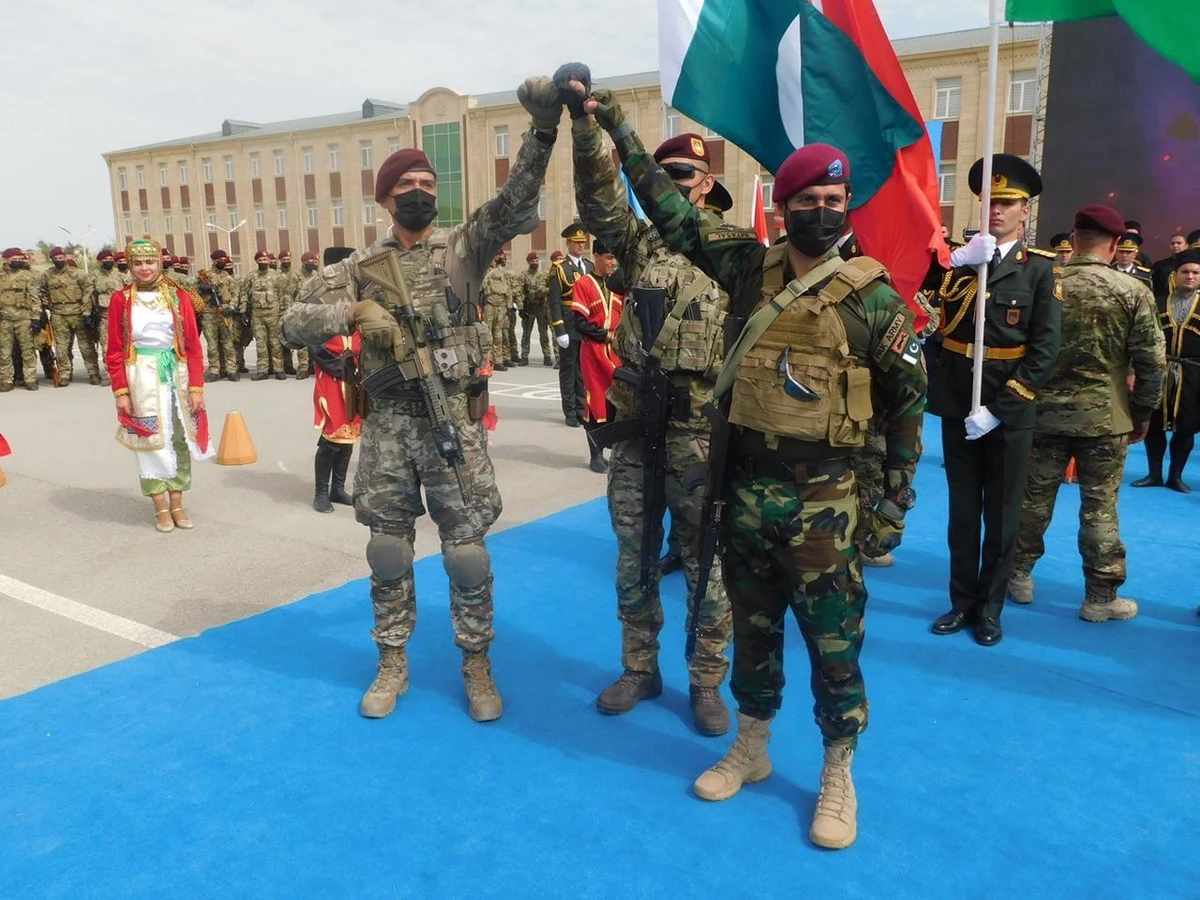 Special forces take part in the opening ceremony of a trilateral exercise being hosted by Azerbaijan was held in Baku on Sept. 13, 2021. (Photo courtesy: ISPR)