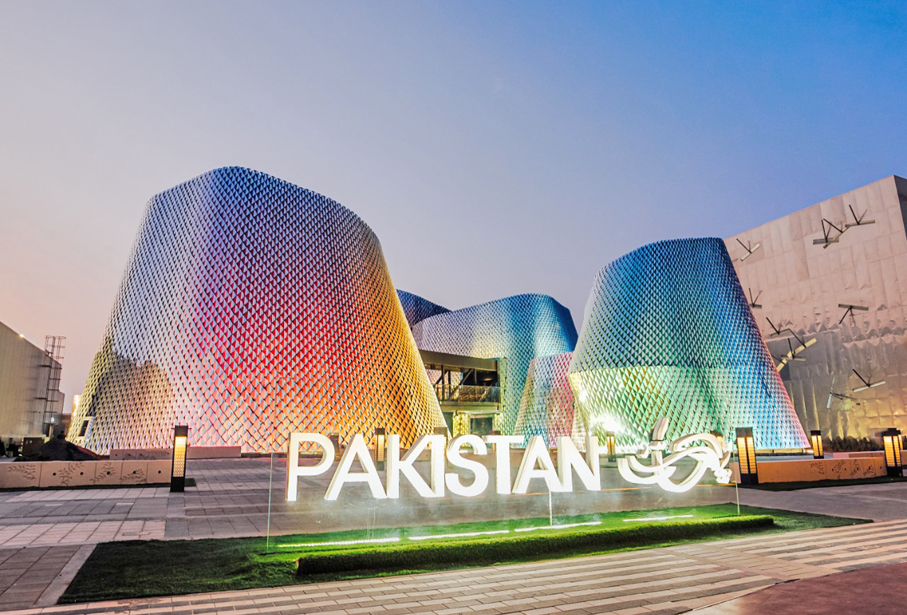 Exterior view of the Pakistan Pavilion at Dubai Expo 2020 in Dubai on September 30, 2021. (Photo courtesy: Pakistan ministry of commerce)