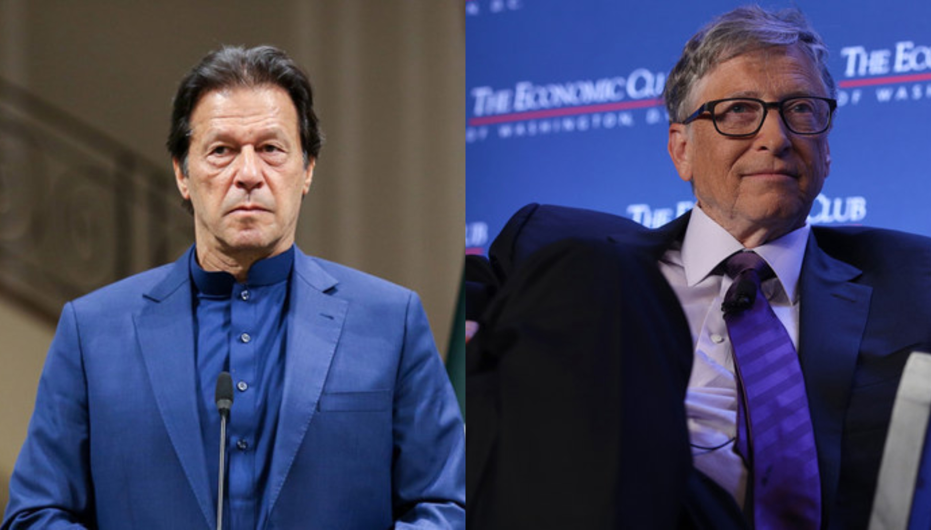 Pakistan Prime Minister Imran Khan (L) and co-chair of the Bill and Melinda Gates Foundation, Bill Gates (R). (Photo courtesy: Social Media)