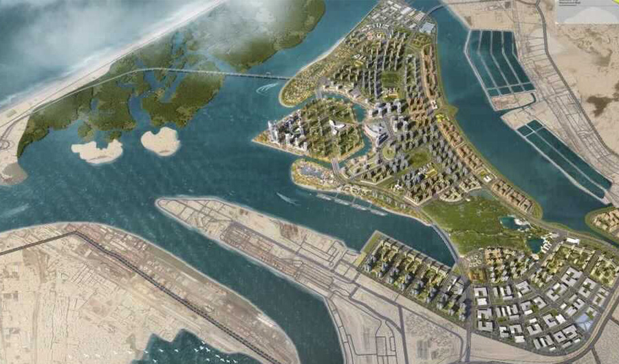An aerial view of comprehensive plan of Karachi coastal development zone, part of the China Pakistan Economic Corridor. (Ministry of Maritime Affairs)
