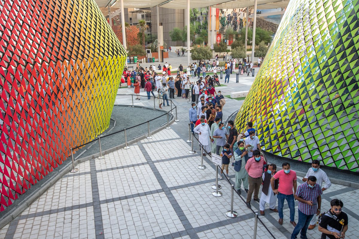 Visitors queue up to enter Pakistan pavilion at Dubai Expo 2020 in Dubai, United Arab Emirates, on October 14, 2021. (Photo courtesy: Expo2020Pak)