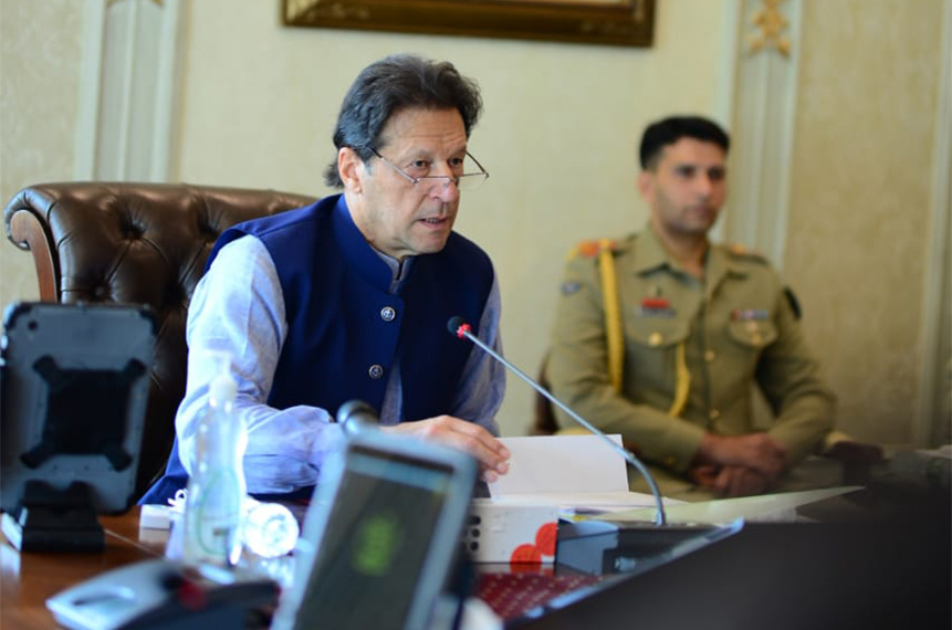 Pakistani Prime Minister Imran Khan chairs a federal cabinet meeting in Islamabad on September 28, 2021. (PAK PM Office)