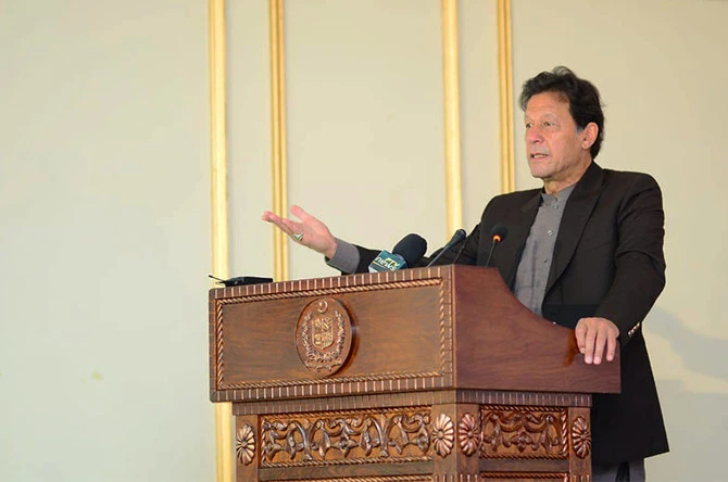 Pakistan's Prime Minister Imran Khan address a ceremony in Islamabad, Pakistan, on April 11, 2021. (Photo courtesy: PM Imran Khan/Facebook)