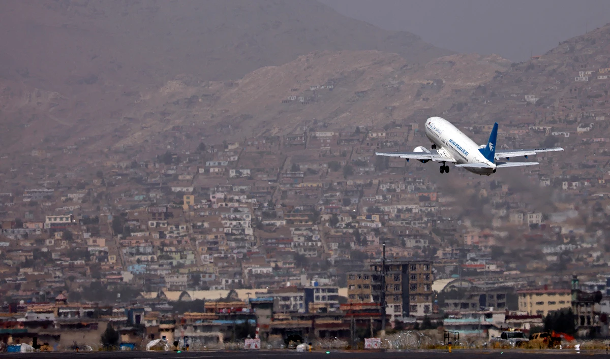 An Ariana Afghan Airlines aircraft takes off from the airport in Kabul, Afghanistan, on September 11, 2021. (AFP/File)