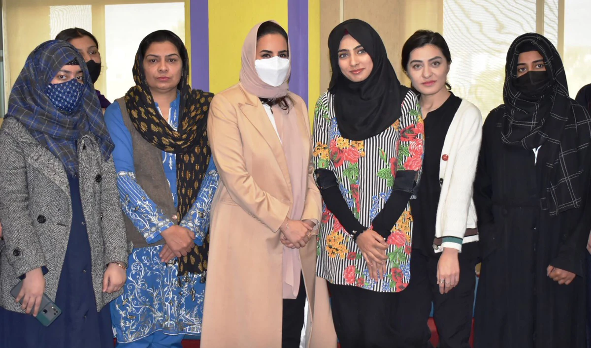 Digital Cooperation Organization secretary general Deemah Al-Yahya meets students of the COMSATS University Islamabad during her visit to Pakistan on November 17, 2021. (Photo courtesy: Deemah Al-Yahya)