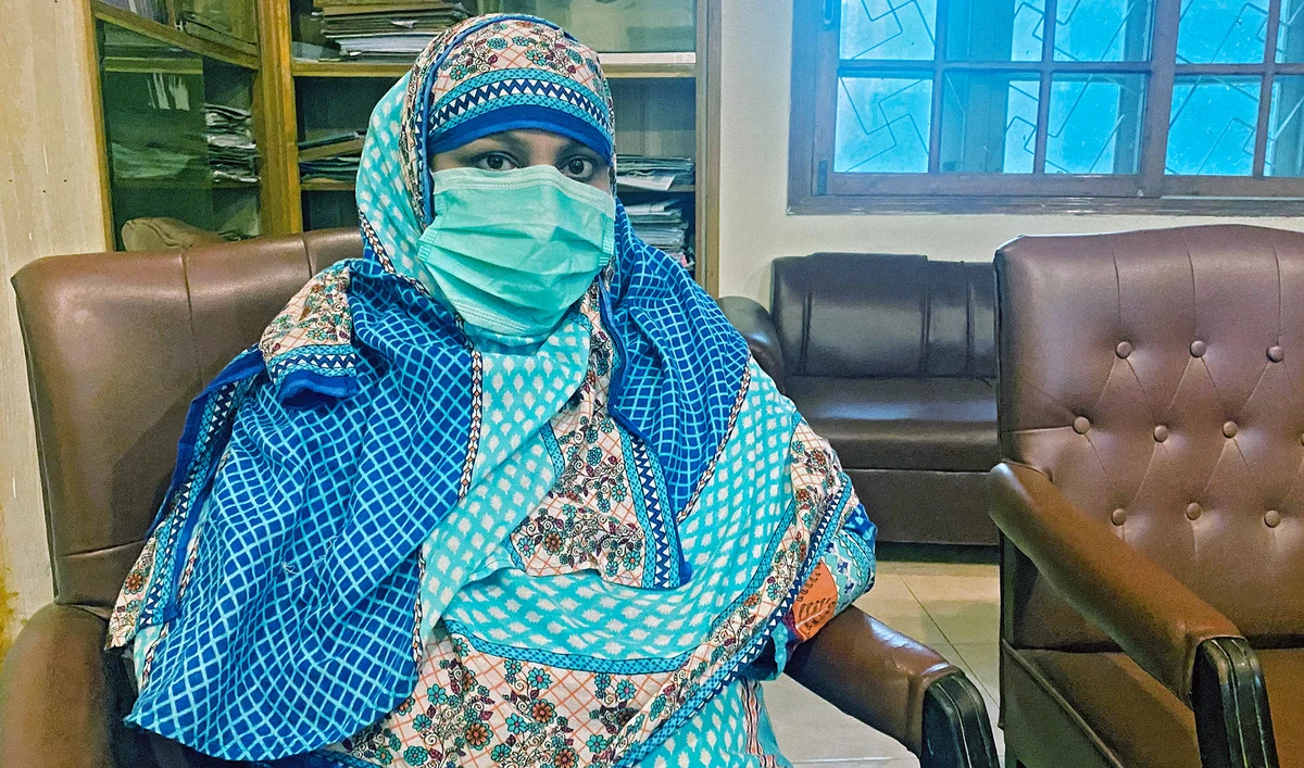 Rubina, a disabled Pakistani woman whose citizenship right was recently upheld in a landmark court ruling, speaks to Arab News in Karachi, Pakistan, on November 23, 2021. (AN photo)