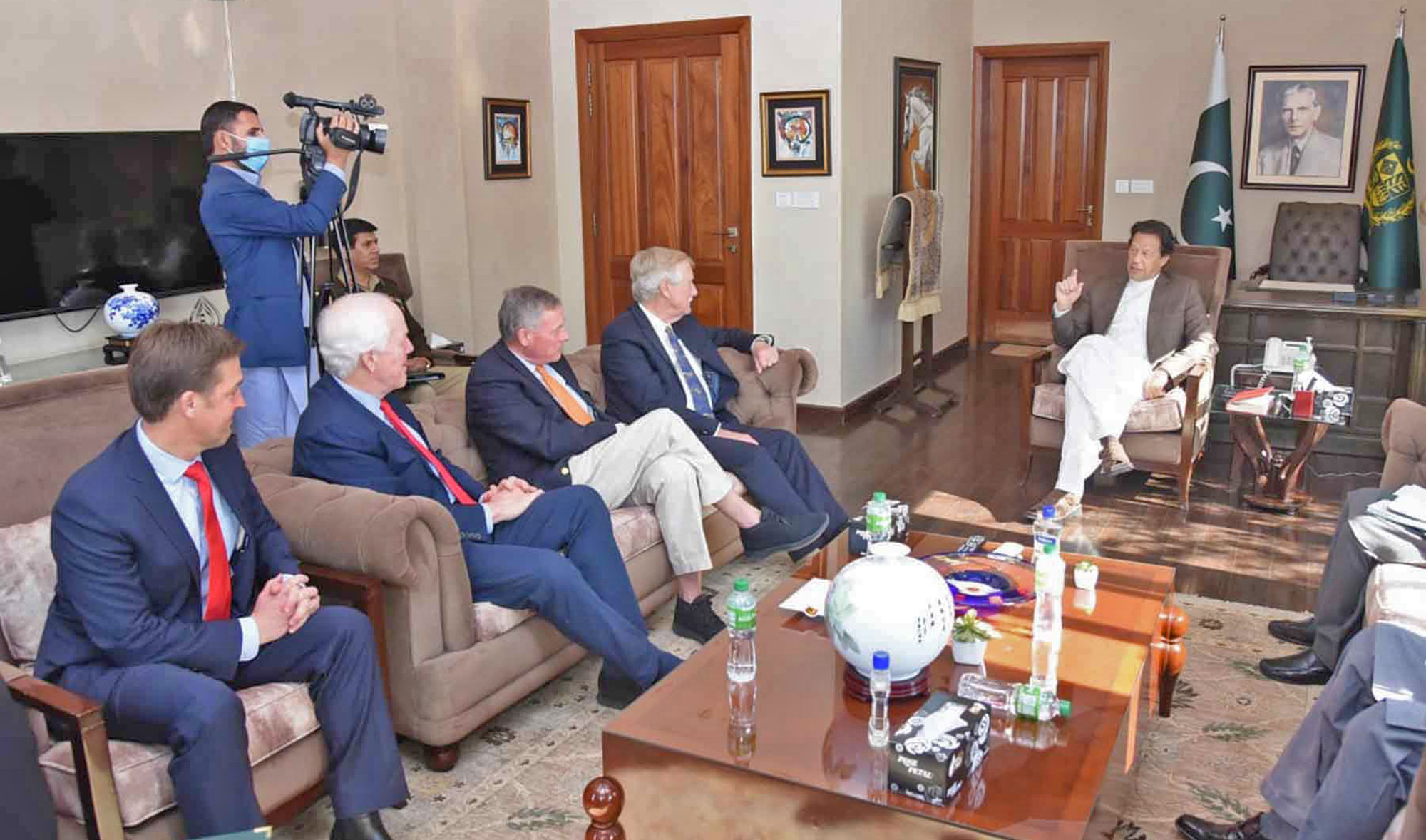 A four-member delegation from the US Senate meets Pakistan Prime Minister Imran Khan in Islamabad on December 11, 2021. (PID)