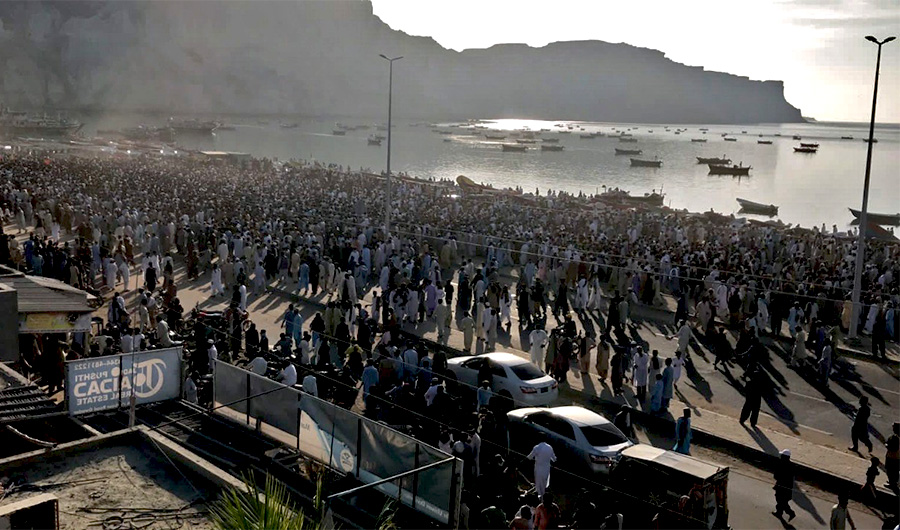 Residents of Pakistan's Gwadar protest at the city's Marine Drive on December 10, 2021. (AN photo)