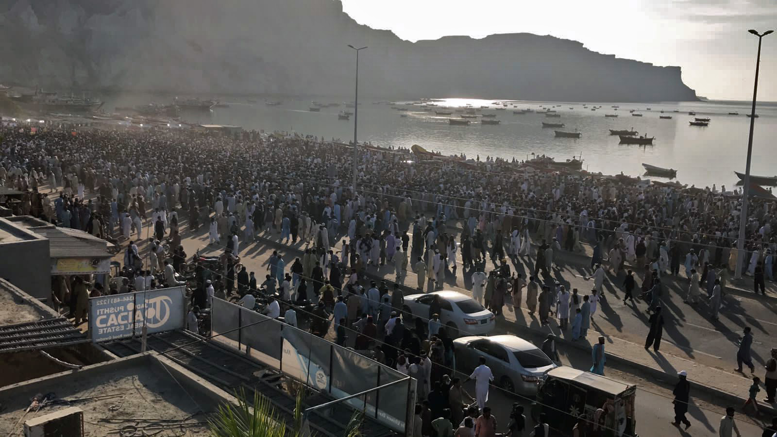Participants of a protest rally at Marine Drive in Gwadar, Pakistan, on December 10, 2021. (AN Photo)