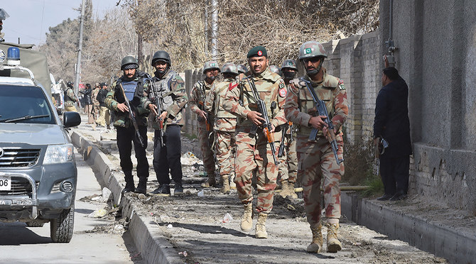 Pakistani security personnel take position after suicide bombers attacked a Methodist church during a Sunday service in Quetta, Pakistan, on December 17, 2017. (AFP/File)