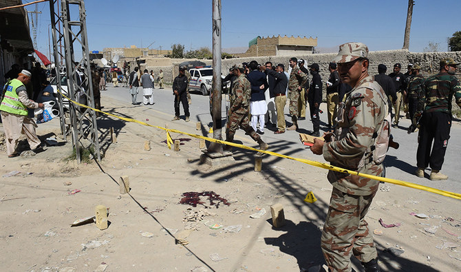 In this file photo, Pakistani investigators collect evidence after an attack on Frontier Constabulary (FC) personnel in Quetta on October 14, 2016. (AFP/ File)