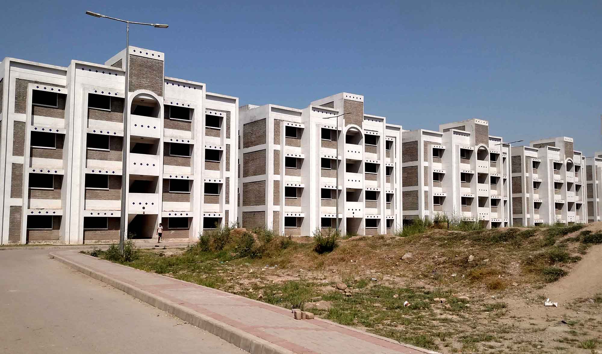 This undated photograph shows buildings constructed under Pakistan government's Naya Pakistan housing scheme. (Photo courtesy: NAPHDA)