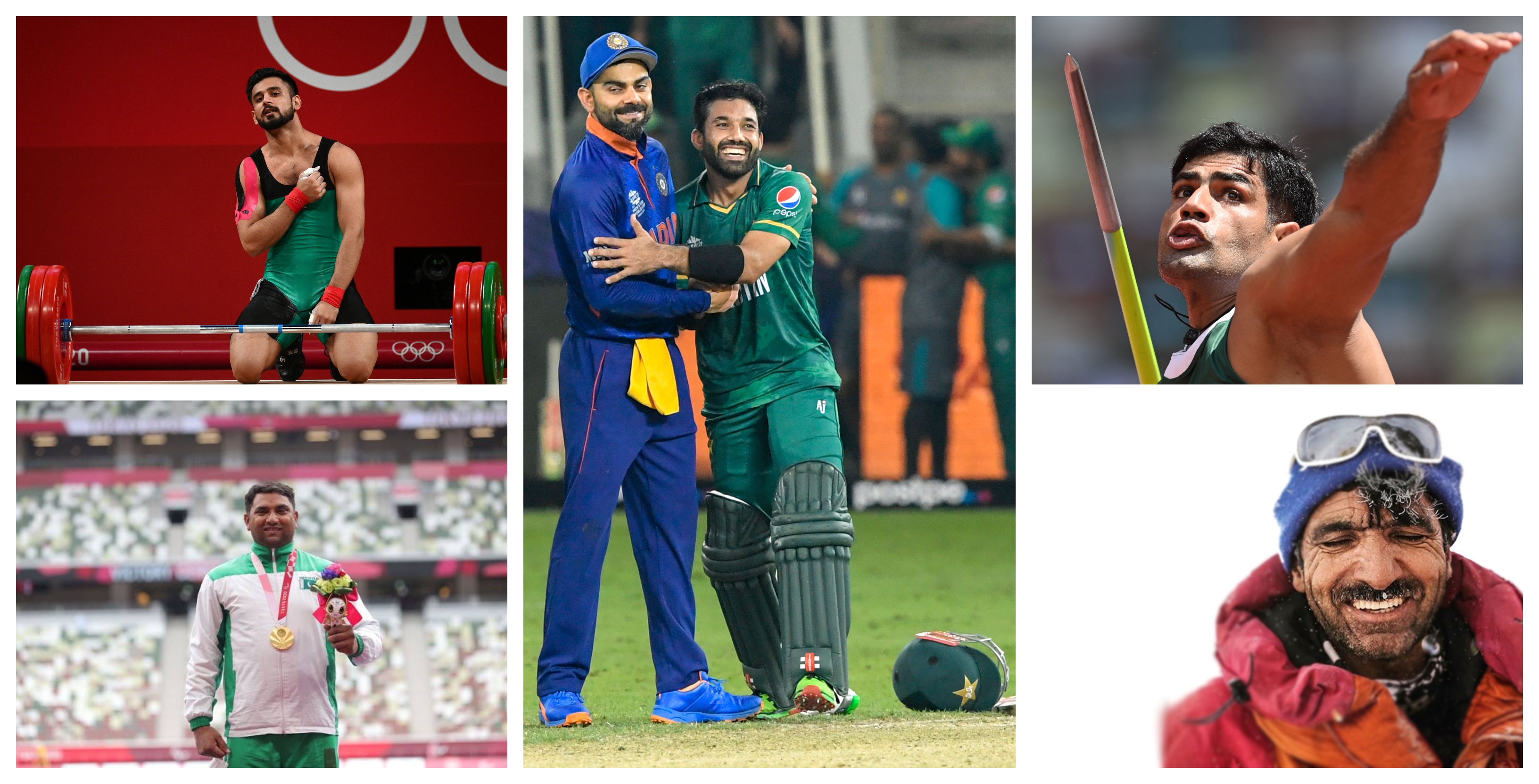 This combination of photos shows Pakistani sportsmen making headlines in the year 2021.