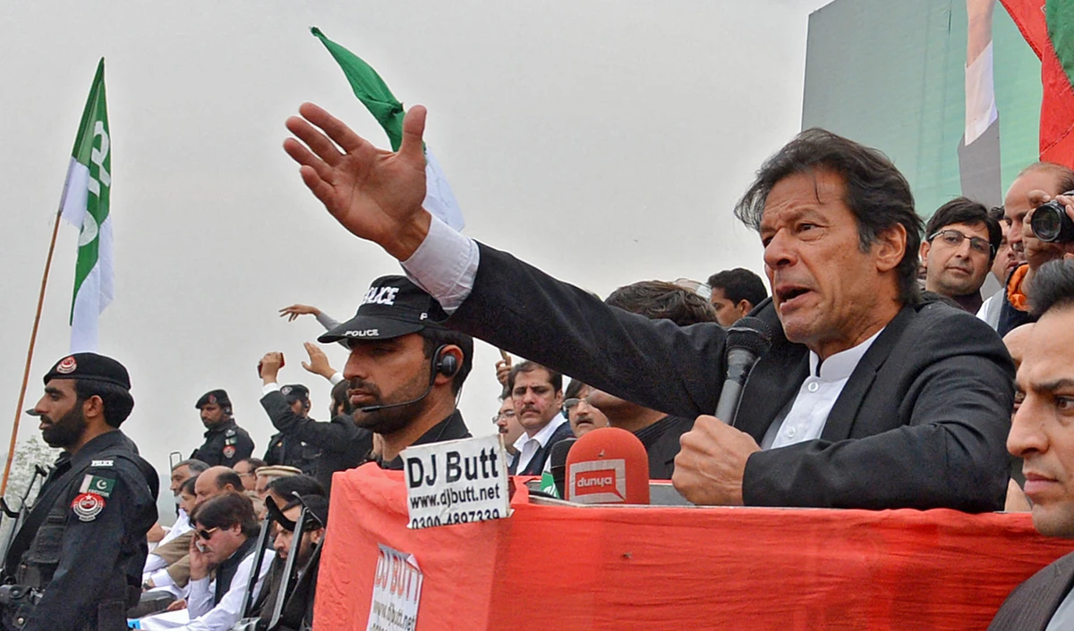 Pakistan Prime Minister Imran Khan, also chairman of Pakistan Tehreek-e-Insaaf (PTI) party, addresses a rally in Peshawar on November 23, 2013. (AFP/File)