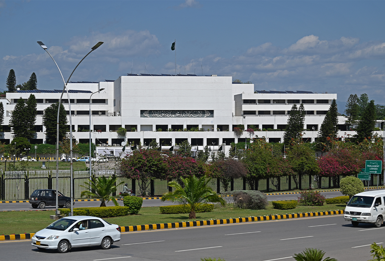 A general view of the Parliament House is pictured in Islamabad, Pakistan, on April 23, 2021. (AFP/File)