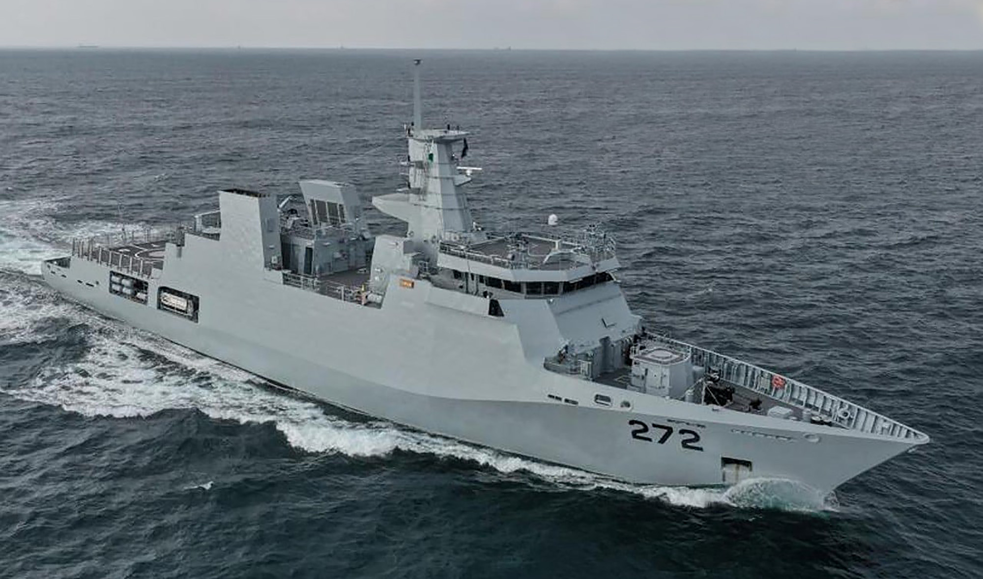 This photograph released by the Pakistan Navy on January 2, 2022 shows the naval ship PNS Tabuk.