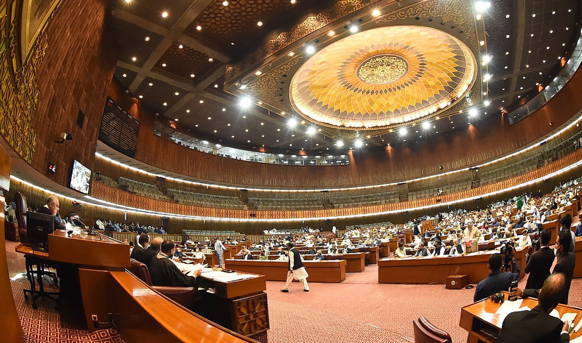 This photograph released by Pakistan National Assembly on January 7, 2022, shows a general view of a parliament session in Islamabad. (Photo courtesy: @NAofPakistan/Twitter)