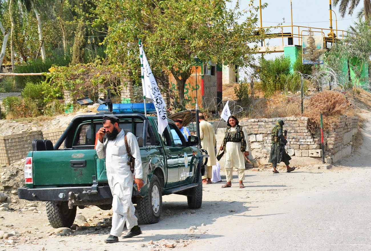 Taliban members inspect a site in Jalalabad, capital city of Nangarhar province of Afghanistan, on September 18,2021. (AFP/File)