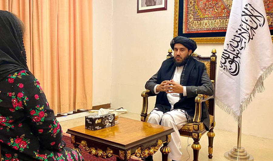 Acting Afghan ambassador to Pakistan, Sardar Ahmed Khan Shakib, speaks with Arab News in an exclusive interview in Islamabad on January 11, 2022. (AN Photo)