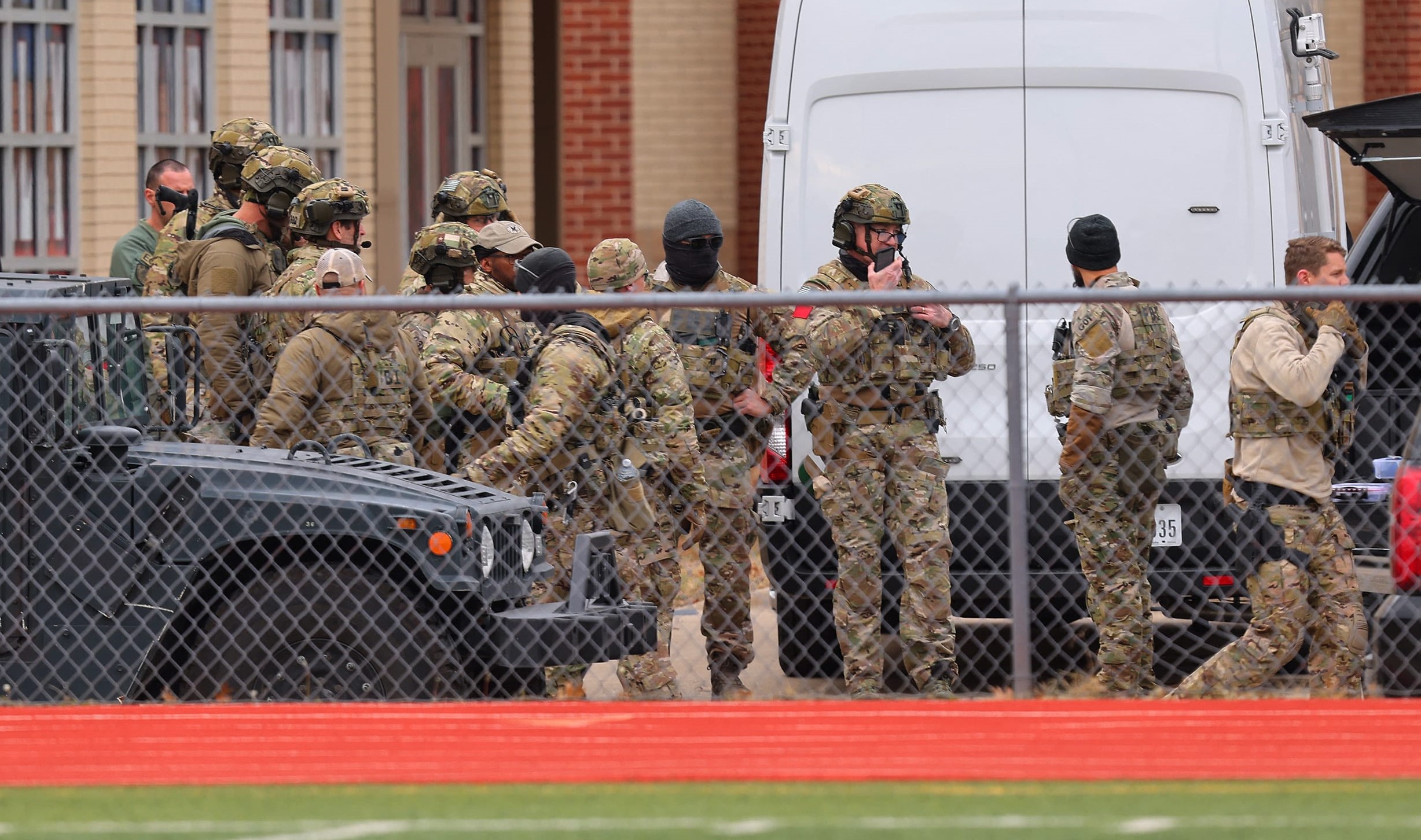 SWAT team members deploy near the Congregation Beth Israel Synagogue in Colleyville, Texas, some 25 miles (40 kilometers) west of Dallas, on January 15, 2022. (AFP)