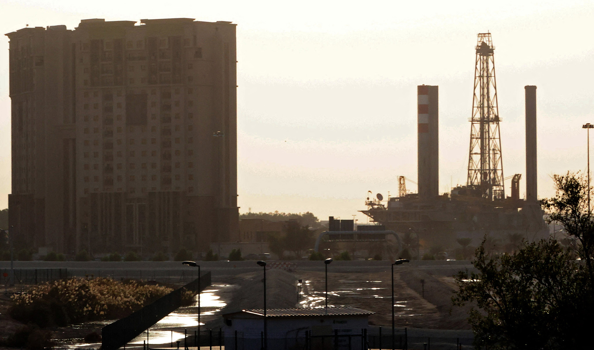 A picture shows a partial view of the Musaffah industrial district in Abu Dhabi, UAE, on January 17, 2022. (AFP)