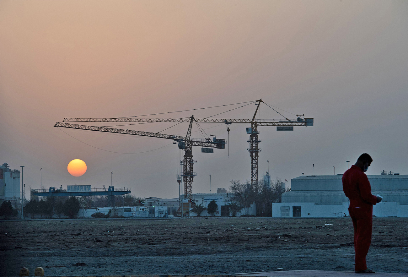A picture shows a partial view of the Msaffah industrial district in the Emiarti capital Abu Dhabi, UAE, on January 17, 2022. (AFP)