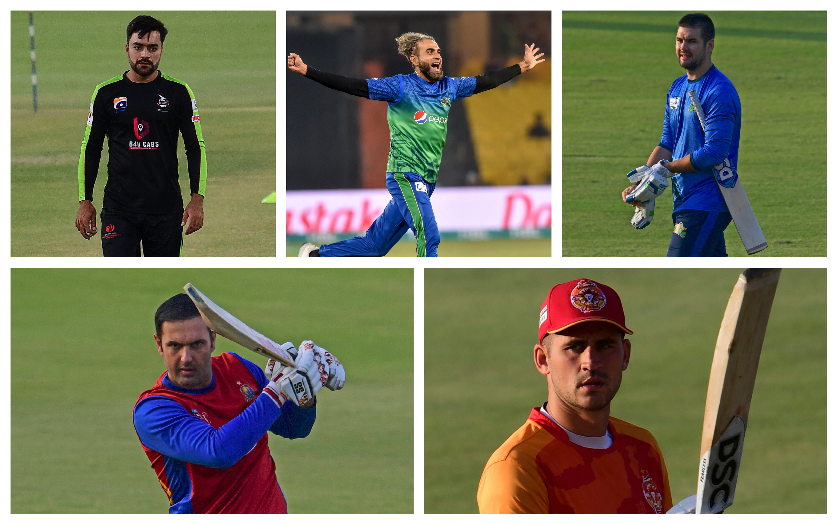 This combination of photos shows international cricketers taking part in Pakistan Super League seventh edition. (AFP)