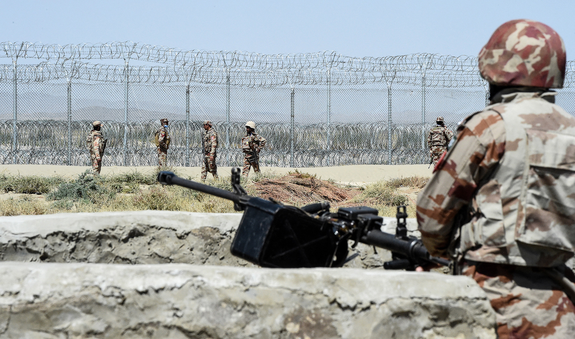 Security personnel of Pakistan's Frontier Corps patrol in Qila Saifullah district of Pakistan's southwestern province of Balochistan on September 16, 2020. (AFP/File)