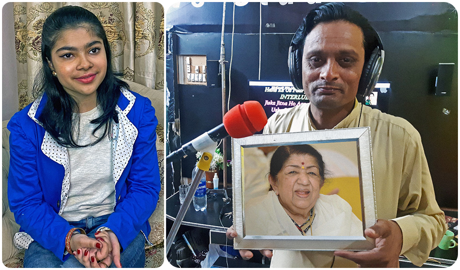 The combination of photos shows Pakistani teenager Alishba Amir, left, and Muhammad Waseem who can mimic the singing voice of Indian legendary singer Lata Mangeshkar. (AN photos)