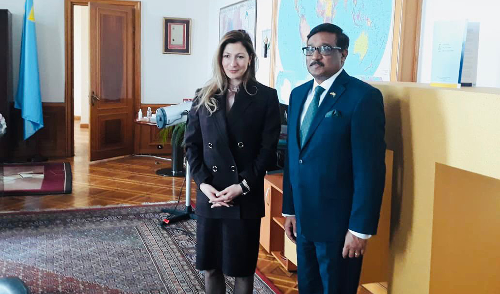 Pakistan's ambassador to Kiev, Noel Israel Khokhar, during his meeting with Ukraine's First Deputy Foreign Minister, Emine Dzheppar, on February 21, 2022. (Photo courtesy: @EmineDzheppar/Twitter)
