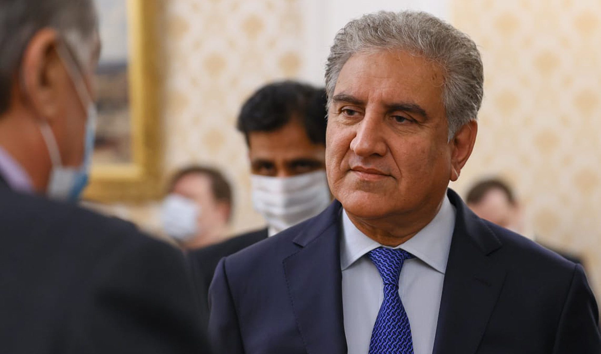 Pakistan Foreign Minister Shah Mahmood Qureshi during his meeting with his Russian counterpart in Moscow, Russia, on February 24, 2022. (Photo courtesy: Pakistan foreign office)