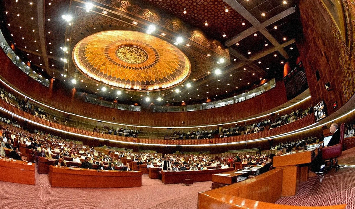National Assembly session being held under the chairmanship of speaker Asad Qaiser in Islamabad, Pakistan, on May 17, 2021. (Photo courtesy: National Assembly of Pakistan)