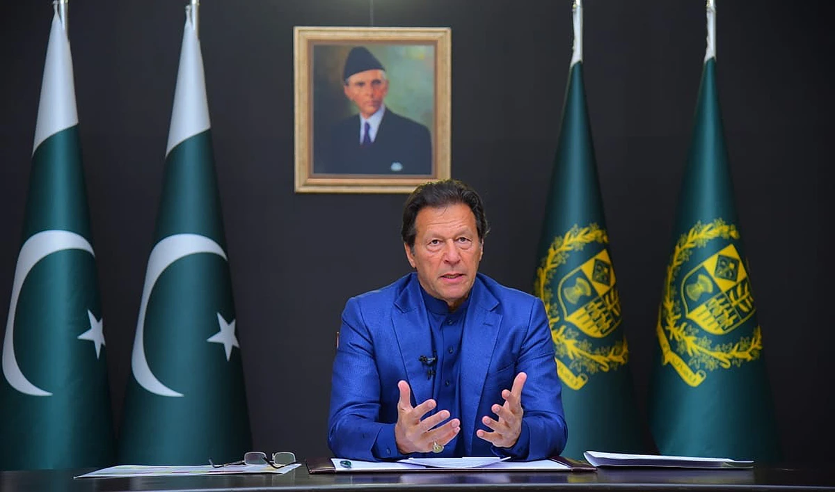 Pakistan Prime Minister Imran Khan during his television address to the nation on February 28, 2022. (Photo courtesy: @ImranKhanOfficial/Facebook)