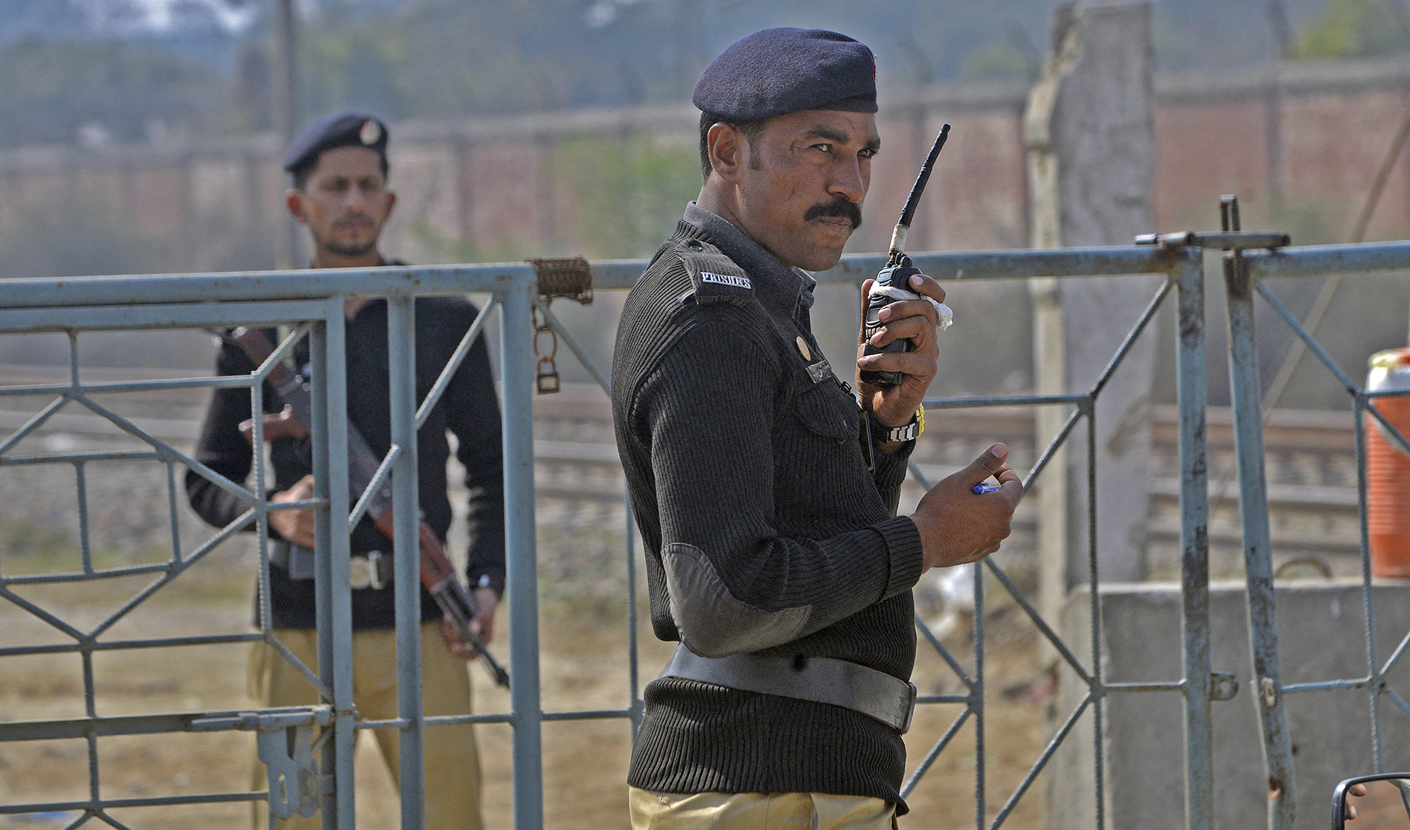 Pakistani policemen stand guard at the check point of Kot Lakhpat Jail where Mohammad Imran, the suspect accused of raping and murdering a young girl, shifted in Lahore on February 10, 2018. (AFP/File)