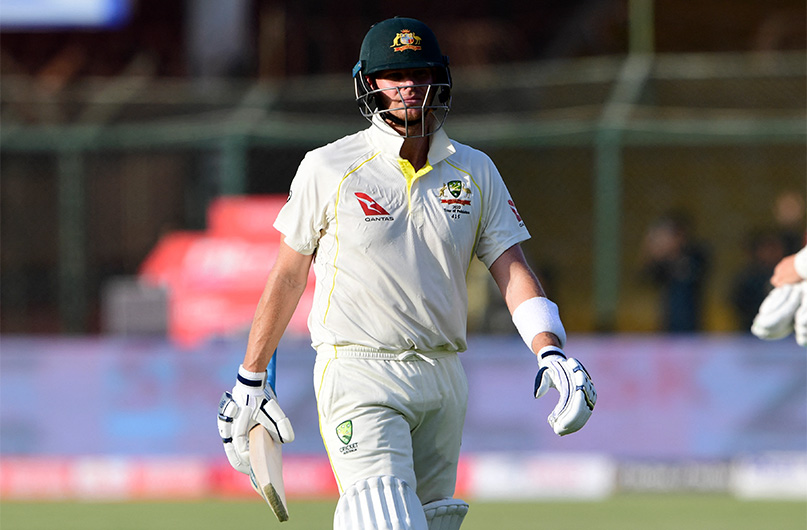 Australia's Steve Smith walks back to the pavilion after his dismissal during the first day of the second Test cricket match between Pakistan and Australia in Karachi on March 12, 2022. (AFP)