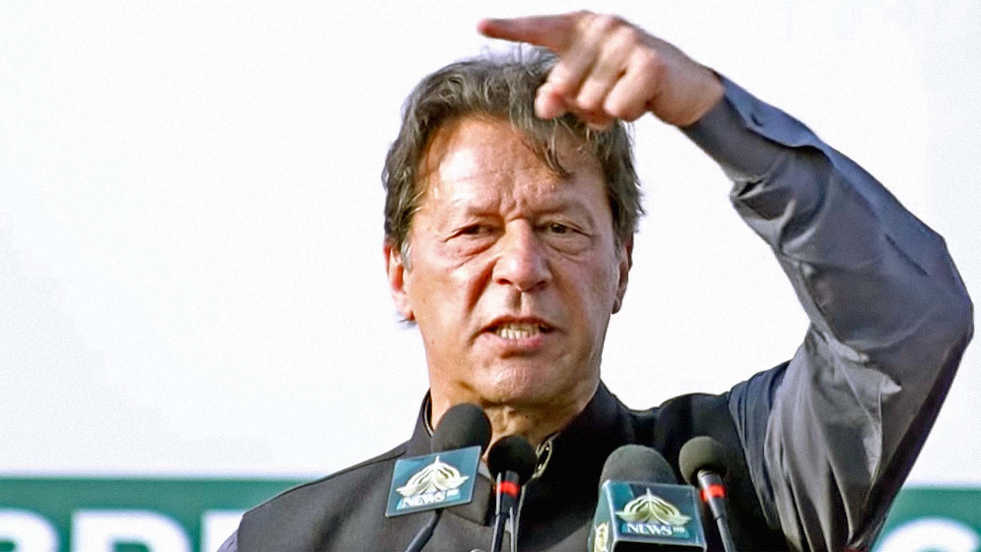Pakistan Prime Minister Imran Khan speaks at the groundbreaking ceremony of Rawalpindi Ring Road Project on March 20, 2022. (Photo courtesy: @ImranKhanOfficial/Facebook)