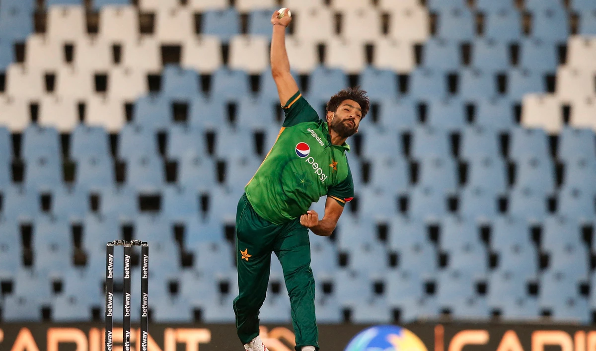 Pakistan's Haris Rauf delivers a ball during the third one-day international (ODI) cricket match between South Africa and Pakistan at SuperSport Park in Centurion on April 7, 2021. (AFP/File)