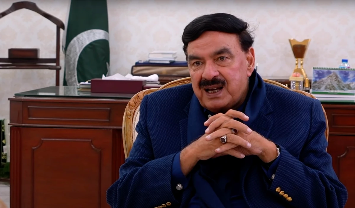 The photo shows Pakistan Interior Minister Shaikh Rashid Ahmed during an interview with BBC Urdu released on January 27, 2022. (Photo courtesy: Screen grab/BBC Urdu)