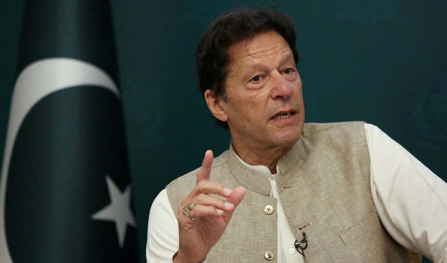 Pakistan's Prime Minister Imran Khan speaks during an interview with Reuters in Islamabad, Pakistan on June 4, 2021. (REUTERS/File)