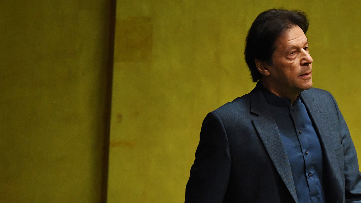 Pakistani Prime Minister Imran Khan arrives to speak during the 74th Session of the General Assembly at UN Headquarters in New York on September 27, 2019. (AFP/FILE)