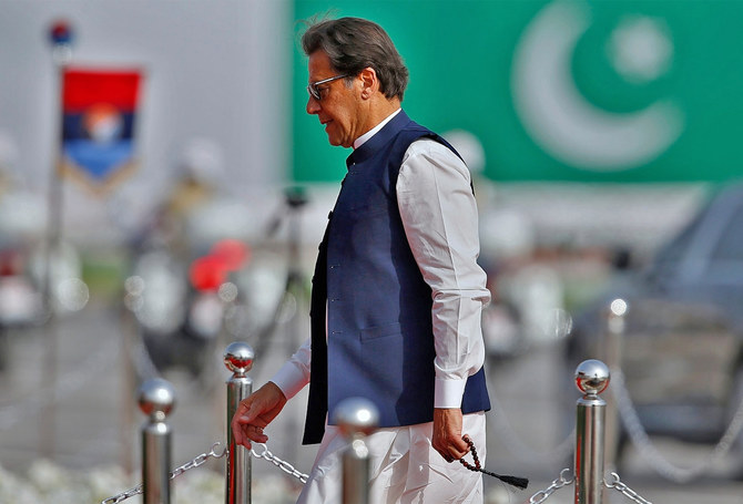 Pakistan Prime Minister Imran Khan arrives to attend the parade on Pakistan Day in Islamabad, Pakistan, on March 31, 2022. (AP/File)