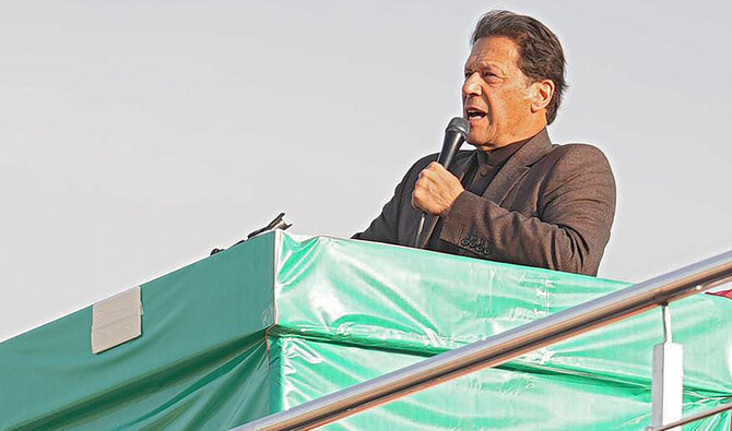 Pakistan Prime Minister Imran Khan speaks to supporters during a rally in Mailsi, Pakistan, on March 6. 2022. (Photo courtesy: Pakistan Tehreek-e-Insaf)