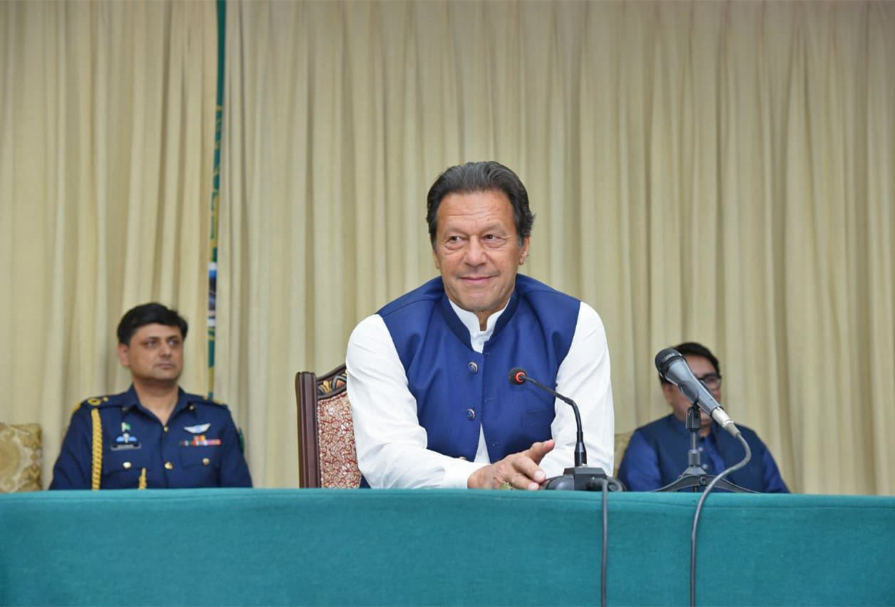 Pakistan's former prime minister, Imran Khan, attends a ceremony in Islamabad, Pakistan, on April 3, 2022. (@PTIOfficial/Twitter)