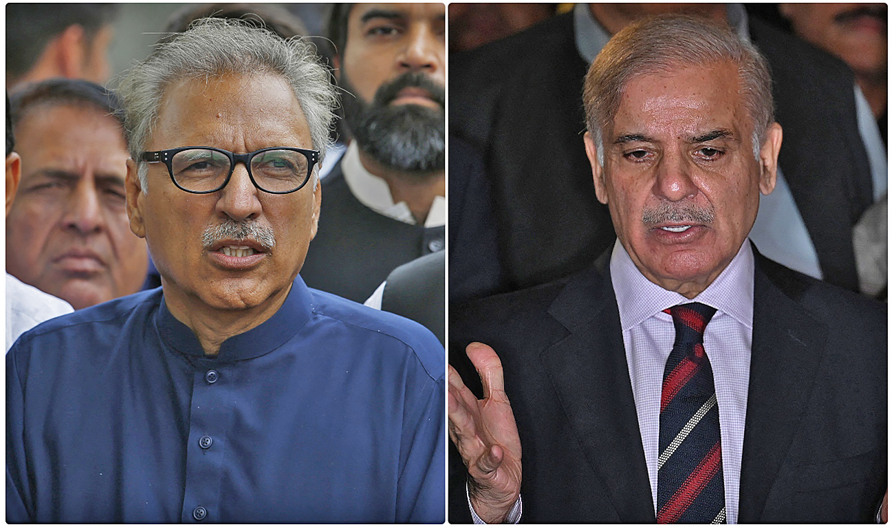 The collage shows Pakistan's President Dr. Arif Alvi (left) and Prime Minister Shehbaz Sharif. (Photo courtesy: AFP)