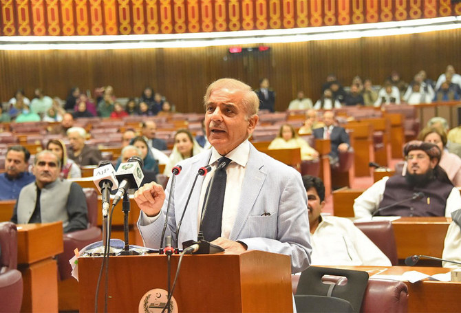 The file photo shows Prime Minister of Pakistan, Shehbaz Sharif, addressing a session in National Assembly is Islamabad, Pakistan, April 11, 2022. (@NAofPakistan/Twitter)
