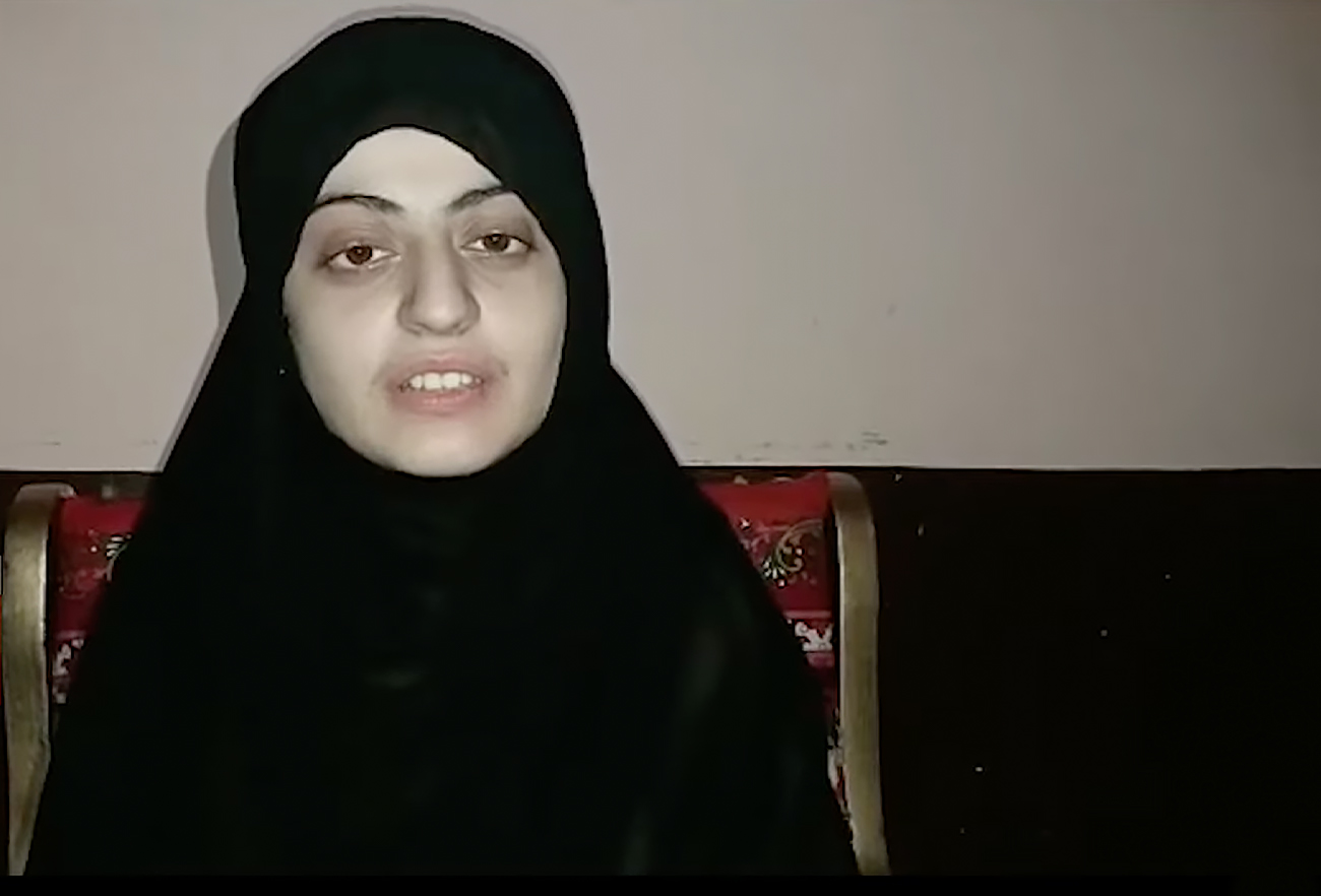 The photograph taken from the video shows Dua Zehra speaking. (Photo courtesy: Screengrab from the video posted on social media)